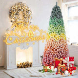 6ft Rainbow Gradient Flocked PVC Christmas Tree 1326 Tips, Colorful Full-Bodied Artificial Pine 11037711