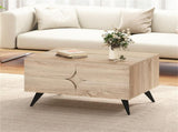 31.5" Multi-Storage Coffee Table - 3-Door CabinetBack Open Compartment, Natural Wood Texture 11870095