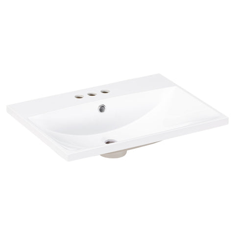 ZUN 24" Bathroom Vanity Top Only, White Basin, 3-Faucet Holes, 4" Faucet Available, Ceramic WF287736AAK