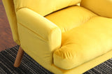 Soft Comfortable 1pc Accent Click Clack Chair with Ottoman Yellow Fabric Upholstered Oak Finish Legs B01166681