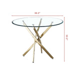 ZUN Contemporary Round Clear Dining Tempered Glass Table with Gold Finish Stainless Steel Legs 84860336