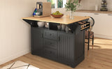 K&K 55.7'' Large Kitchen Island with 2 Drop Leaf,, Rolling Kitchen Cart on 5 Wheels with Power N707P186617B