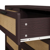 51.18'' Arc Shaped Corner Rattan Cabinet, 6-Drawers Rattan Storage Cabinet Rattan Drawer, for Living W757P242781