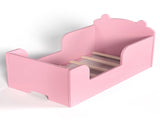 Toddler Floor Bed Frame, Cot Bed for Boys and Girls Ages 3-6, Bear Shape Toddler Bed, Pink W1580P373260