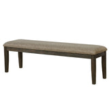 Transitional 1pc BENCH Only Espresso Warm Gray Nail heads Solid wood Fabric Upholstered Padded Seat B011104799
