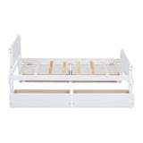 Twin Size Wood Platform Bed with 4 Drawers and Streamlined Headboard & Footboard, White WF308630AAK