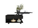 Babel Lift Top Coffee Table 15.3" H, Casters, One Shelf, Black, Living Room B097P407605