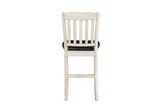 Antique White Finish Set of 2pc Counter Height Chairs Dark Brown Seat Faux Leather Upholstered B011P239559