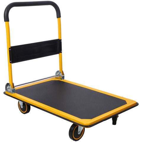 Foldable Platform Truck Push Dolly 660 lb. Weight Capacity Black and Yellow W465P171070