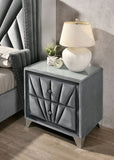 Fabric Upholstered Nightstand with 2 Drawers, Gray B016P252815