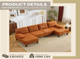 U-Shaped Convertible Sectional Sofa with 2 Chaise Lounges, 4-Seater Modular Couch with Removable & 78335151