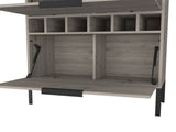 Bar Cabinet Puertu, Six Wine Cubbies, Double Door Cabinet, Light Gray Finish B092123057