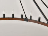 39.3 INCH Wood Wagon Wheel Chandelier Modern Farmhouse Pendant Light 20-Light Ceiling Hanging W5008P464781