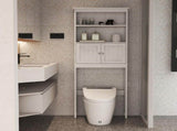 Over The Toilet Rack 2 -Tier Toilet Bathroom Spacesaver Storage Shelf with 2 Doors Wood Storage 54623098