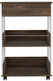 Verona Kitchen Cart, Three Shelves, Four Casters -White / Dark Walnut B20092116