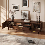 Wood Fashionable TV Stand for 75" TVs, TV Cabinet with Soft-Closing Door and Drop-Down Door Cabinet, N710P257619P