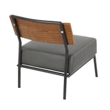 Fiji Contemporary Accent Chair in Grey Faux Leather with Walnut Wood Accent by LumiSource B202P223854