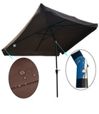 ZUN 10 x 6.5ft Rectangular Patio Umbrella Outdoor Market Umbrellas with Crank and Push Button Tilt for W65627941