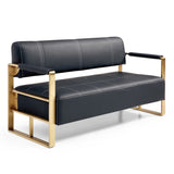 57.9" Width Modern Upholstery Faux Bonded Leather Loveseat Sofa Living Room Accent Love Seats W1117142874