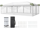 10x20 ft Instant Pop Up Canopy Tent White, 6 Mesh Panels 2 Doors 4 Net 41921225