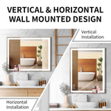 48x24 inch LED Bathroom Vanity Mirror Wall Mounted Adjustable White/Warm/Natural Lights Anti-Fog W70832310