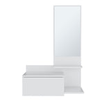 ZUN Vienna 23.6" Wide 3-Tier Shelf Floating Mirror Console Table, Full Extension Drawer White B070P242498