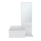 Vienna 23.6" Wide 3-Tier Shelf Floating Mirror Console Table, Full Extension Drawer White B200P240257