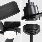 ZUN 52 Inch Ceiling Fan With Dimmable LED Light 5 Solid Wood Blades Smart Remote Control Reversible DC W934P195845