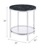 Virlana Faux Black Marble Top & Chrome Finish End Table B2726P270973