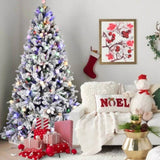 Artificial 7.5ft Flock Christmas Tree with 1523PE/PVC Mixed Branch Tips, 400L warm white lights, 23375777