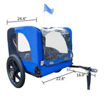 ZUN Blue High Quality 16 inch air wheel Pet Bike Trailer for Dogs Foldable Bicycle Pet Trailer 69956740