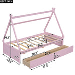 ZUN Twin Size House Platform Bed with Two Drawers,Headboard and Footboard, Pink WF322502AAH
