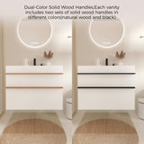 VELA 36 Inch White Wall Mounted Bathroom Vanity with Integrated Acrylic Sink, 2 Soft-Close Drawers, W3235P327598