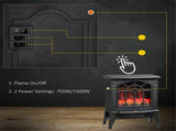 Freestanding Electric Fireplace Heater Realistic Flames Effect, Overheating Protection for Indoor 74207341