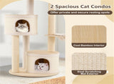 60 Inch Tall Wooden Cat Tree Multi-Level Cat Tower with Sisal Scratching Posts & Condos for Indoor 82107239