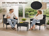 3 Pieces Patio Furniture Set, PE Rattan Wicker Patio Set with Two Outdoor Chairs 62821795