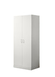 Michael 29.5" White Double Door Wardrobe Cabinet Armoire with Shelf and Hanging Rod B061133845