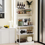 ZUN Bamboo Microwave Stand, Bakers Racks for Kitchens with Storage Shelves, 5 Tier Kitchen Stand with 4 59645494