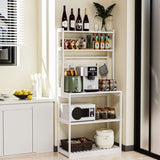 ZUN Bamboo Microwave Stand, Bakers Racks for Kitchens with Storage Shelves, 5 Tier Kitchen Stand with 4 59645494