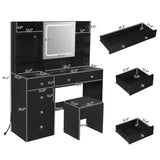 Pitted Particleboard With Triamine Coating, Tempered Glass Table Top, 5 Drawers, With Shelves, With 39652611