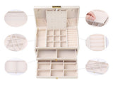 3 Layer Jewelry Box PU Leather Jewelry Organizer Case with Drawer White 50232859