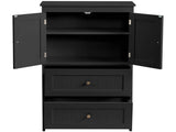 2-Drawer 2-Cabinet-Door Vertical-Grain MDF Painted Bathroom Cabinet 23.62*11.81*43.31in Black 10953563