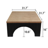 ZUN Modern Rustic Wooden Coffee Table with Black Base – Solid Wood Top and Arch Design Legs, Perfect for W2729P199000