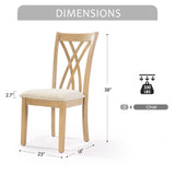 Off-White Dining Chairs Set of 2, Rubberwood Legs with Adjustable Glides, 23"H Chairs, KD Packing, W2896P245771