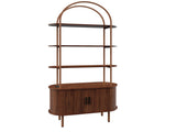 Arched Ceiling 4-Layer Open Shelving Double-Door Roller Shutter Display Case Locker with Black 60551979