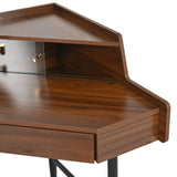 Corner Makeup Vanity Desk With Mirror & LED Lights, Modern Vanity Set With Mirror And Stool, N844P263663W