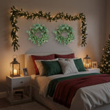 2PCS Set Christmas Wreath Eucalyptus Candle Rings 14.2in Green Artificial plants Home Door Decor 64144945