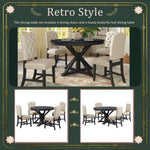 ZUN Functional Furniture Retro Style Table Set with Extendable Table and 4 Upholstered Chairs for 52240873