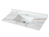 43 Inch Marble Vanity Top, Bathroom Vanity Top with Undermount Rectangular Middle Sink and 4" Height 88013051