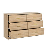 Modern Natural 6-Drawer Dresser for Bedroom - Ample Storage Wide Chest of Drawers, Sturdy & Safe W1785P178138